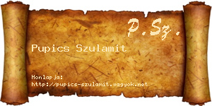Pupics Szulamit névjegykártya